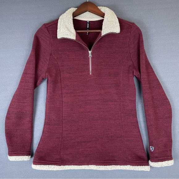 Kuhl‎ Women’s Medium Alska Sweater 1/4 Zip Fleece Knit Sherpa Collar Outdoor - Picture 1 of 10